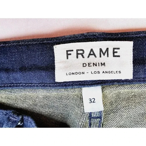 Frame Size 32X33 Men's L'Homme Skinny Blue Denim 5 Pocket Jeans Made in The USA - Picture 3 of 13